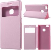 Huawei P9 Lite Window View Flip Case Licht Roze