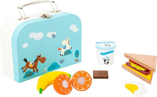 Small Foot Houten Lunchbox Wit/blauw 11-delig 19 X 1,5 X 15 Cm