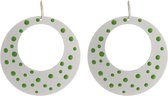Behave® Oorbellen hangers wit met stipjes groen 6 cm