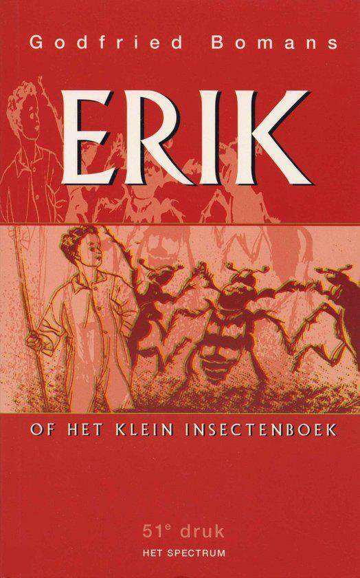 Boek "Erik Of Het Klein Insectenboek" met illustraties van een jongen en insecten.