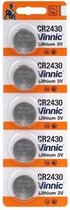 5 Stuks Vinnic CR2430 3v lithium knoopcelbatterij
