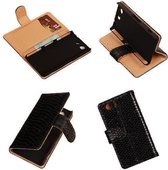 """Slang"" Zwart Sony Xperia Z3 Compact Bookcase Wallet Cover Hoesje"