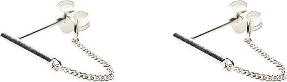 Karma Chain Tubes Round Silver Oorbellen M1807