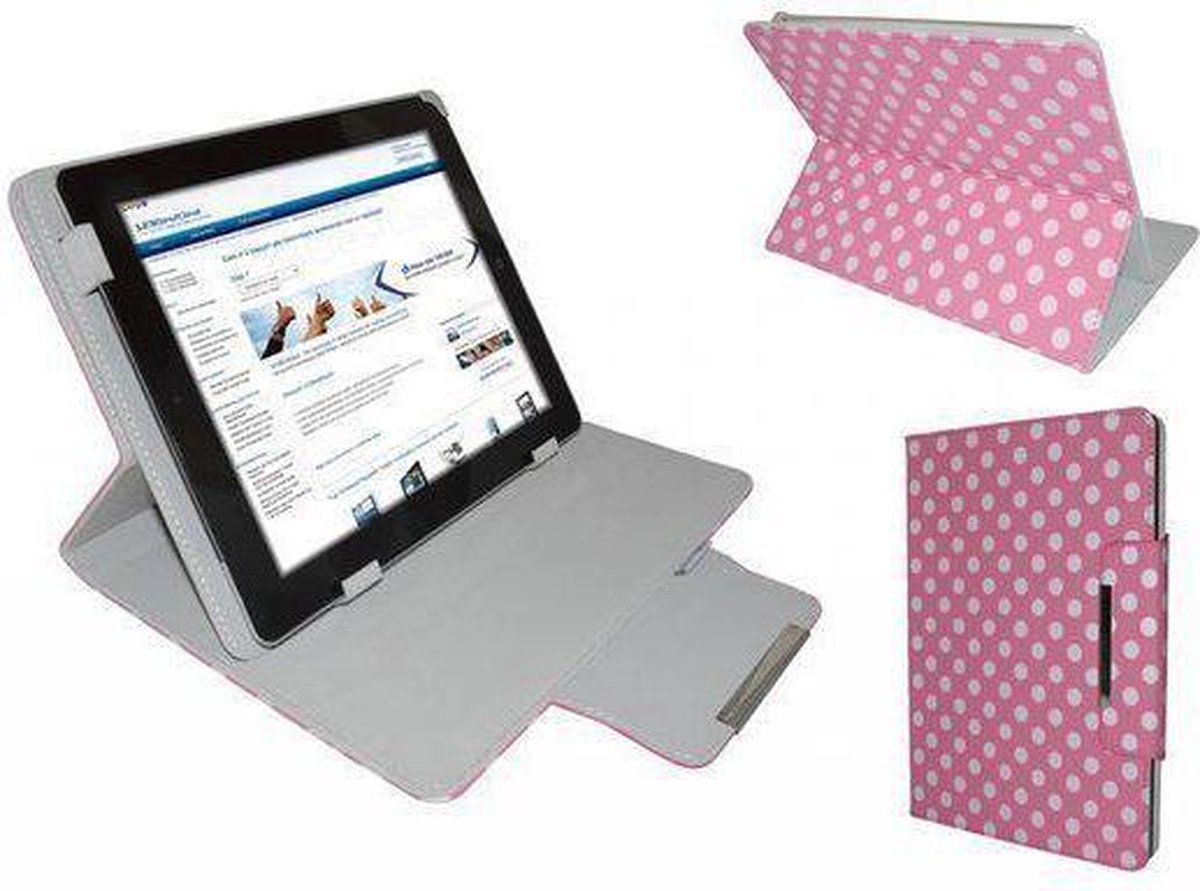 Polkadot Hoes voor de Nha Tablet 7 Inch, Diamond Class Cover met Multi-stand, Roze, merk i12Cover