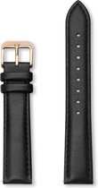 Furore - FS1810 - horlogebandje - 18mm - leer - zwart en roségoud