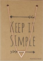 Dielay - Ketting met breed Driehoekje - Necklace Triangle - RVS - Lengte 47 cm - Roségoudkleurig