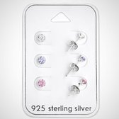 Set Rond - 925 sterling zilveren kinderoorknopjes met zirkonia