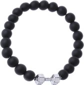 Fako Bijoux® - Buddha Armband - Halter Zilverkleurig - Zwart