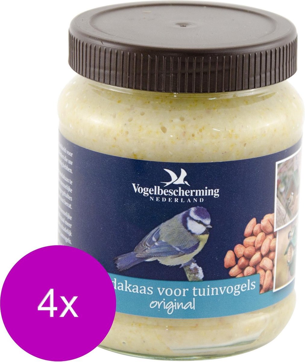 Vogelbescherming Pindakaas Original Voor Tuinvogels - Buitenvogelvoer - 4 x 330 g
