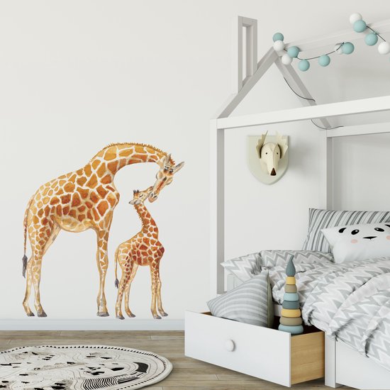 Muursticker giraf - 60 x 70 cm - handgeschilderd door Mies | bol.com
