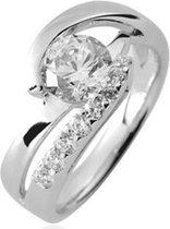 Schitterende Zilveren Ring met Swarovski ® Zirkonia's 19.75 mm. (maat 62) model 116