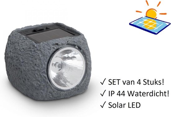 lijst Vermindering karbonade Steen tuinlamp - SET van 4 STUKS - Solar LED - Tuinspot steenvorm -  Decoratie... | bol.com