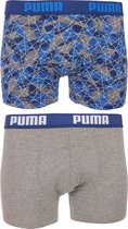 PUMA Hyper Camo Boxershort - 2-pack - Blauw/Grijs Melange - Maat S