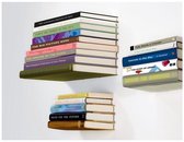 Onzichtbaar boekenrek / boekensteun voor muurbevestiging