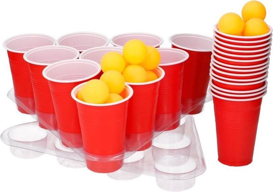 Fjord Huh Product Drankspel/drinkspel grote beer pong set met rode cups 50 delig -  feestartikelen -... | bol.com