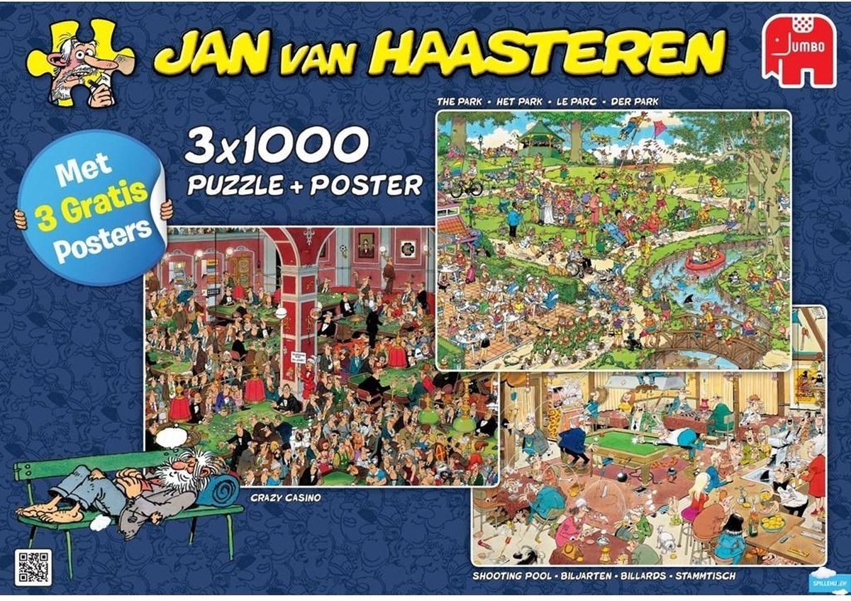 Zwakheid uitbreiden Op tijd Jan van Haasteren 3X1000 + poster | bol.com