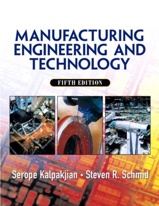 Boekhoes van Manufacturing Engineering and Technology, vijfde editie, met afbeeldingen van metaalbewerking.