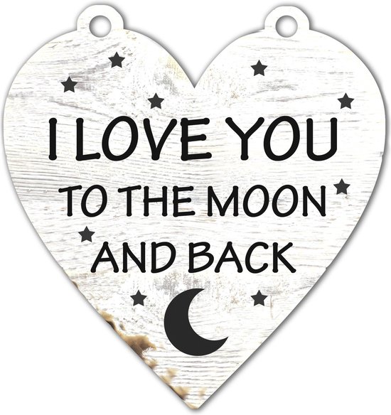 Spreukenbordje: I love you to the moon and back