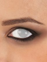 "Witte contactlenzen met raster - Schmink - One size"