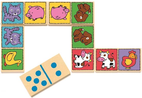 Sjah borduurwerk fragment Djeco - Dieren Domino - 28-delig - Voor kinderen vanaf 2 jaar | bol.com