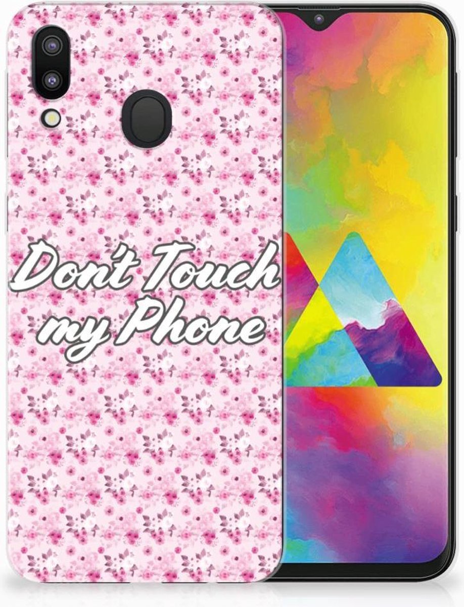 Back Cover voor Samsung Galaxy M20 (Power) Silicone-hoesje Flowers Pink DTMP
