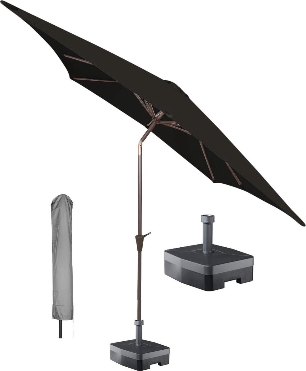 Bol.com Kopu® Altea Parasolset Vierkant 230x230 cm met Hoes en Voet - Zwart aanbieding