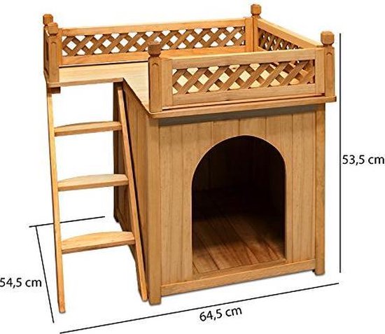 Cadoca Kattenhuis - Balkon Buiten 2 Verdiepingen 53,5x54,5x64,5cm - Hout