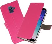 Hoesje Geschikt voor Samsung Galaxy A6 2018 - Book Case Telefoonhoesje - Kaarthouder Portemonnee Hoesje - Wallet Cases - Roze