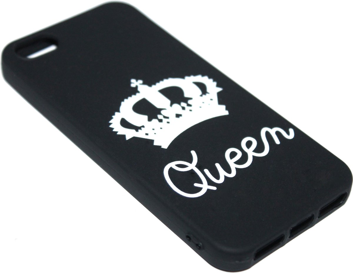 Queen hoesje siliconen zwart Geschikt voor iPhone 5/ 5S/ SE op Prijzenvolger.com