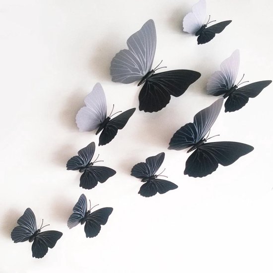 Muurstickers Vlinder Zwart 3D muurdecoratie Vlinders