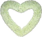 Groot bloemen hart 70 cm - wit - Bruiloft / huwelijk versiering deco