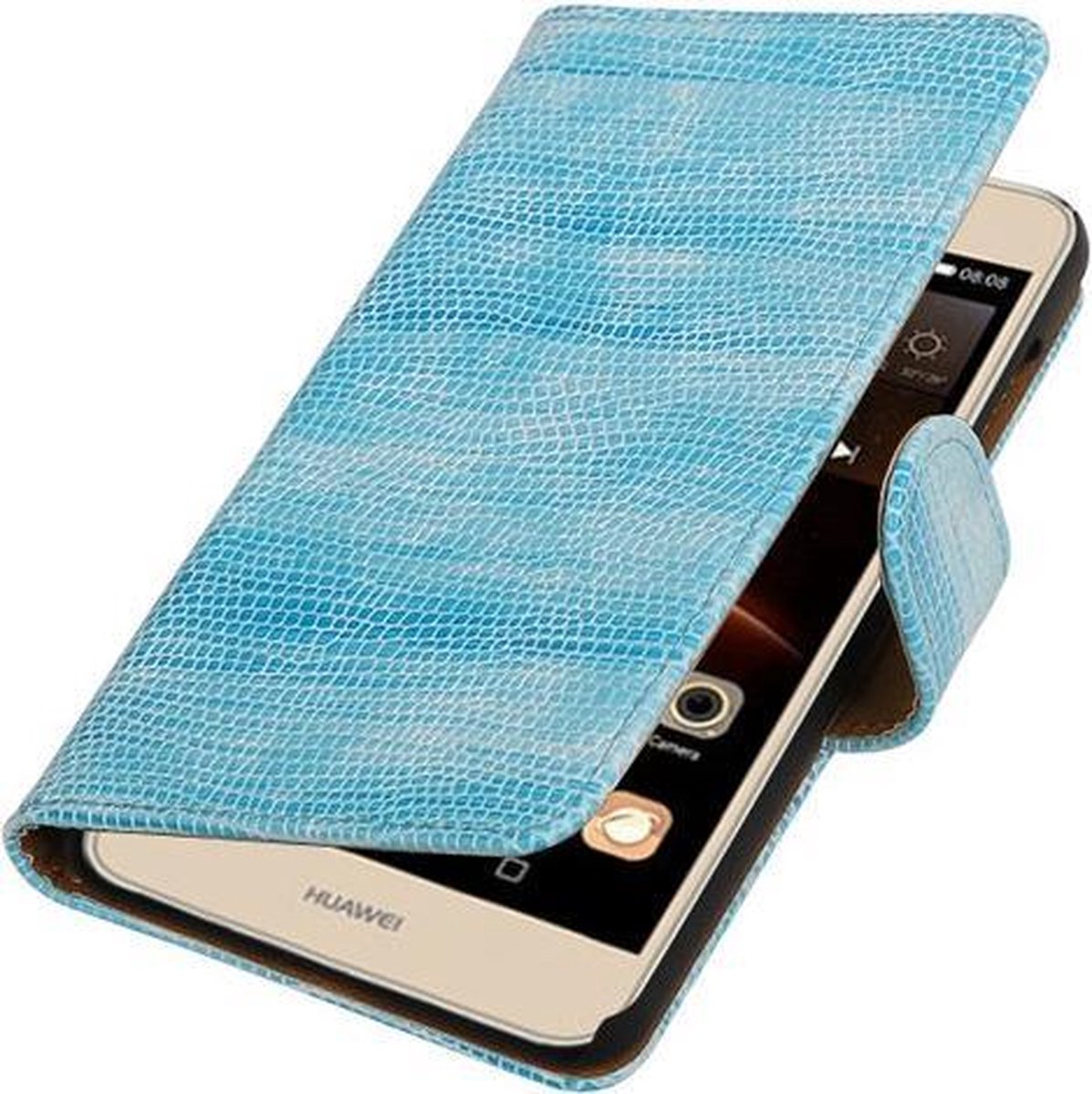 Turquoise Mini Slang booktype wallet cover hoesje voor Huawei Y6 II Compact