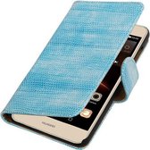 Turquoise Mini Slang booktype wallet cover cover voor Huawei Y6 II Compact