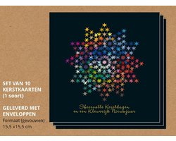 Luxe kerstkaarten met enveloppen, Kleurrijk en sfeervol - 10 stuks