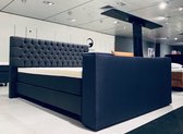 Luxe Elektrische Boxspring PISA 180x200cm Gecapitonneerd + voetbord & Tv lift 32'