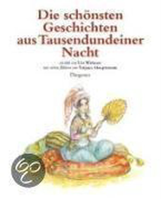Boekomslag van 'Die schönsten Geschichten aus Tausendundeiner Nacht' met een illustratie van een vrouw met een waaier.