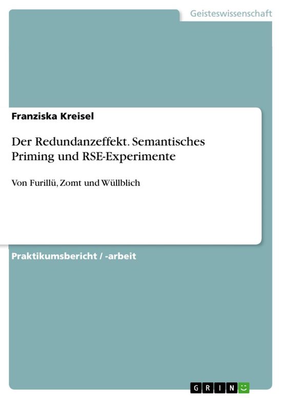 Der Redundanzeffekt. Semantisches Priming und RSE-Experiment ... - cover