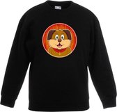 Kinder sweater zwart met vrolijke hond print - honden trui 3-4 jaar (98/104)