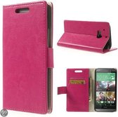 Magnetic flap wallet case hoesje HTC One M8 roze