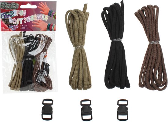 Foto: Jls paracord set 3 kleuren cord inclusief 3 buckels sluitingen