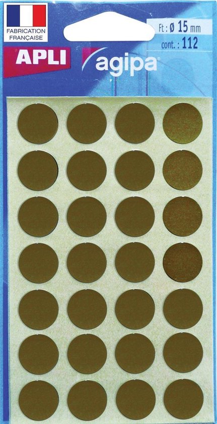 Automatisering loyaliteit Netto Agipa ronde etiketten in etui diameter 15 mm, goud, 112 stuks, 28 per blad  | bol.com