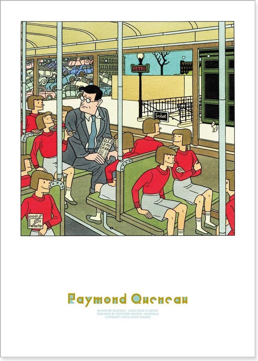 Joost Swarte - Raymond Queneau - Kunstposter Zazie dans le metro