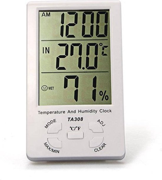 Mondwater houding staan Digitale thermometer - Thermometer voor binnen en buiten - Vochtigheid  meter - DisQounts | bol.com