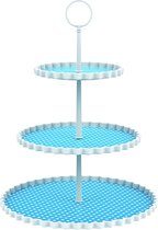 Zak!Designs Etagere Dotty - 3-laags - Ø 15, 21 en 27 cm - Hoogte 34 cm - Blauw