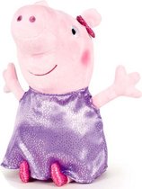 Knuffel van Peppa Big, paars glitterjurkje 19 cm