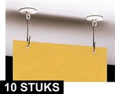 10x Zelfklevende ophang oogjes van wit kunststof - Oogjes voor hangdecoratie - Slingers/vlaggen ophangen