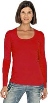 Bodyfit dames shirt met lange mouwen XL rood