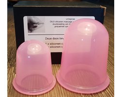 Anti cellulite Cups DUO voor benen en billen – Cellulitis Cups – Lichaam & Gezicht – Vacuüm Massage Cups – Silicone Cuppingset – ROZE – 2 Stuks - 1 Medium 5.5 cm - 1 Large 7.0 cm DUO set ROZE