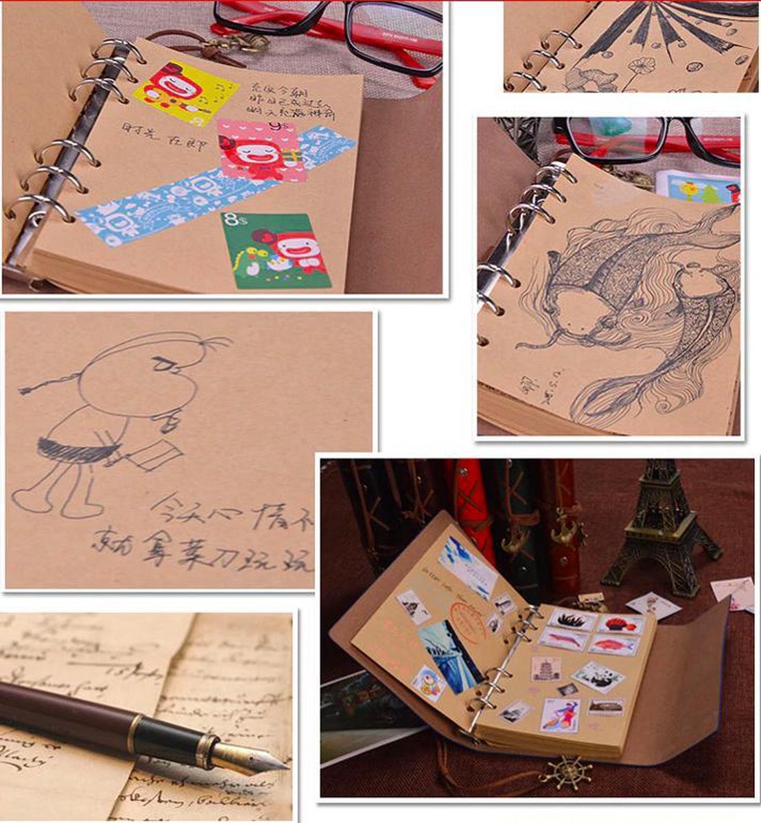 MOONSTER® Carnet de Notes Ligné en Cuir - Journal Intime Fille ou