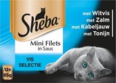 Sheba Mini Filets Adult Kattenvoer Natvoer Vis selectie Maaltijdzakjes 12 x 85 gr